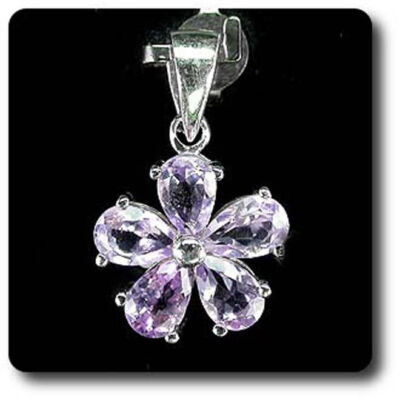 Pendentif Améthyste En Argent 925 Et Plaqué Or Blanc 14K - Marque A Bijoux