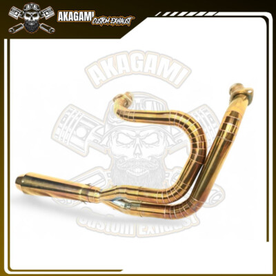 Full Exhaust Custom Fit For Harley-Davidson DYNA Super Glide 2 Into 1 Color Gold