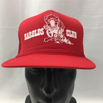 Vintage Harolds Club Casino Reno, NV Snapback Hat Red Gambling 1935 to 1995