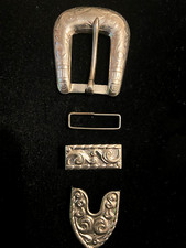 Chambers Engraved Stainless Belt Buckle Set - Center Bar Bkl, Keeper  Tip 3/4"