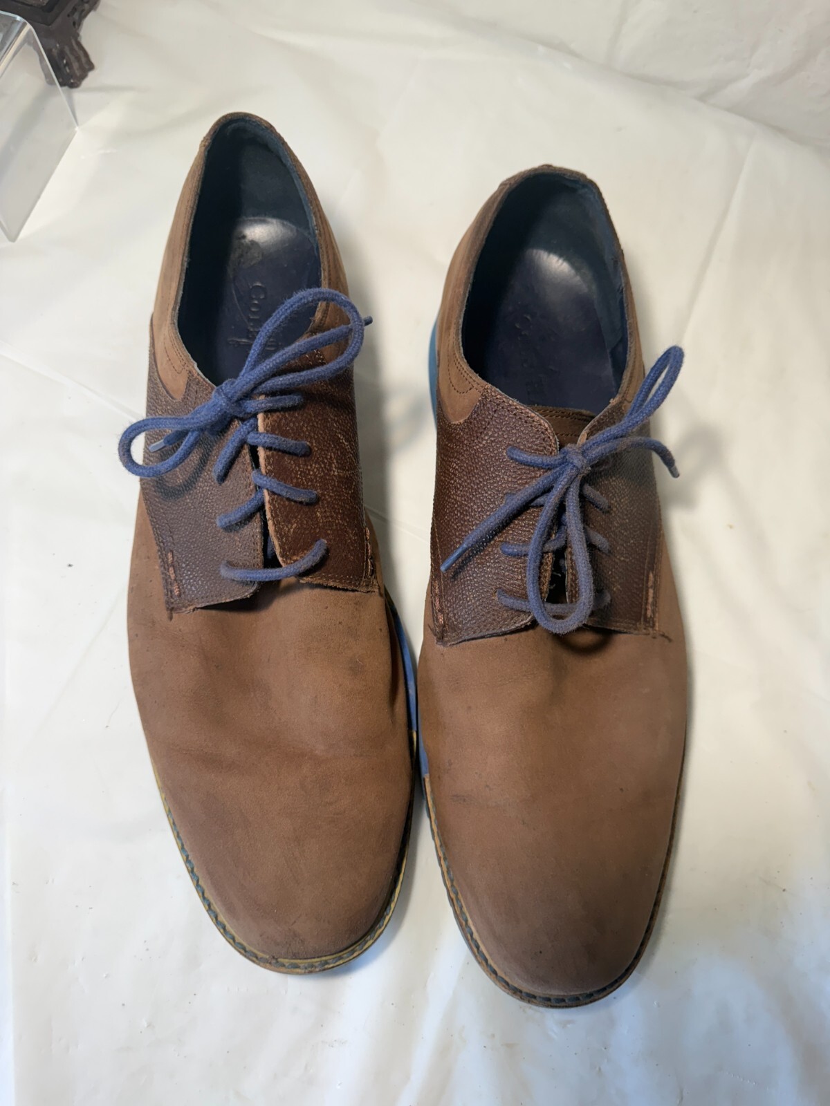 SAOLA Scarpa da sella Cole Haan Great Jones Oxford marrone scamosciato suola blu taglia 12