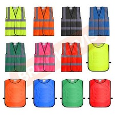 HIGH VISIBILITY HI VIZ VIS WAISTCOAT VEST TABARD REFLECTIVE SAFETY WORK WEAR