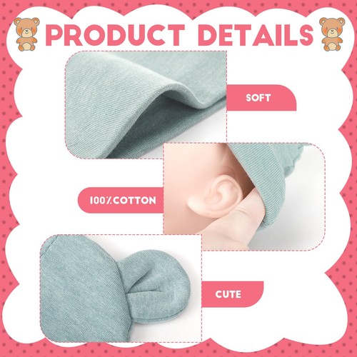 10 Pcs Newborn Baby Hat Bear Ears Infant Caps Girl Cotton Newborn Hospital Ha... - Picture 4 of 7