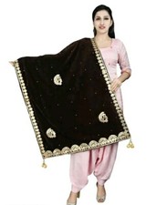 Indian velvet bridal heavy shawl dupatta Indian chunni girls scarf gift for her