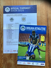 Wigan Athletic v Crewe Alexandra 29/08/2015 League - programme and teamsheet