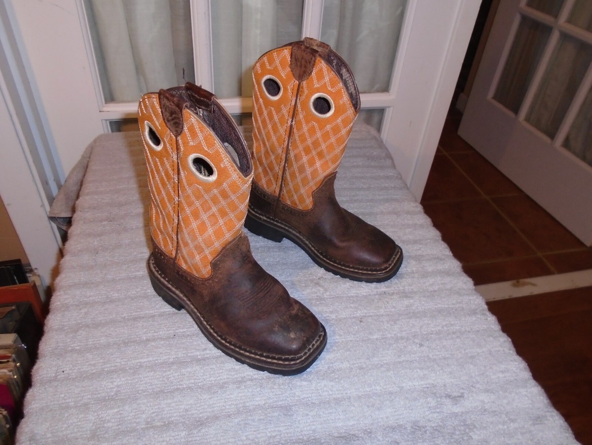 JUSTIN Mens Size 7 D Brown Leather Buckaroo Western Cowboy Roper Boots Justin Roper Boots 10 main image 4