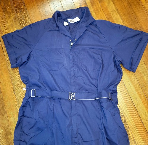 WALLS Blue Coveralls Jumpsuit Workwear Mens Size 56 TALL Short Sleeves NOS - Picture 3 of 10