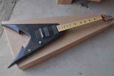 Factory Customized New V Shape Black 7-string Electric Guitar High Quality