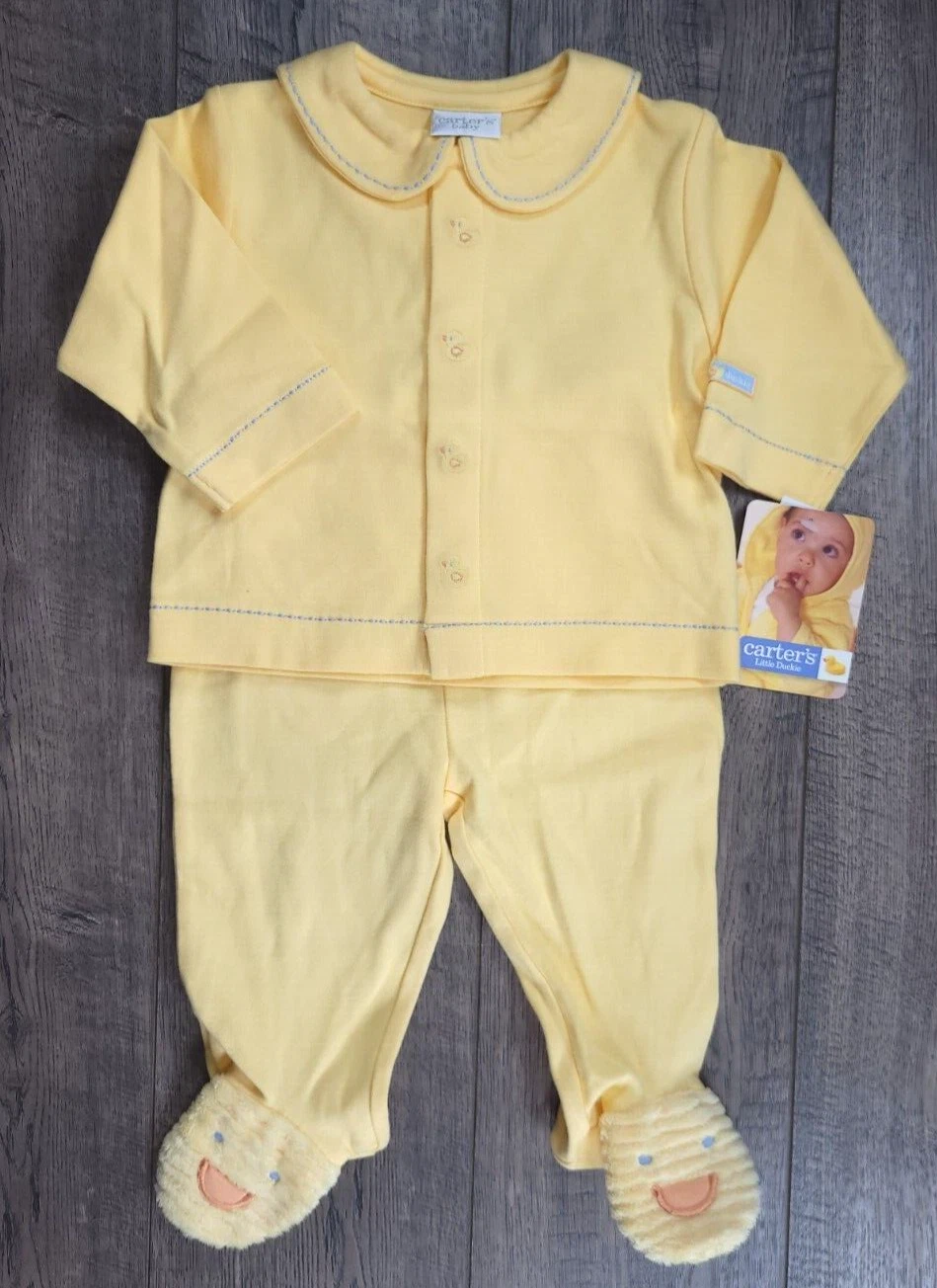 Baby Boy Clothes New Vintage Carter's 3-6 Month 2pc Yellow Little Duckie Outfit