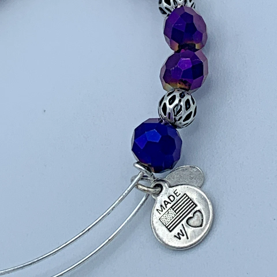Pulsera Alex And Ani Tono Plata Azul y Púrpura Cristal Cuentas 387 Foto 3 de 3