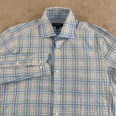 PETER MILLAR Crown Crafted  Beechers Sport Shirt Men Small Blue Tailored Fit NWT