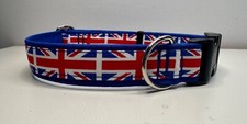 Dog collar hand made in BLUE Union Jack design