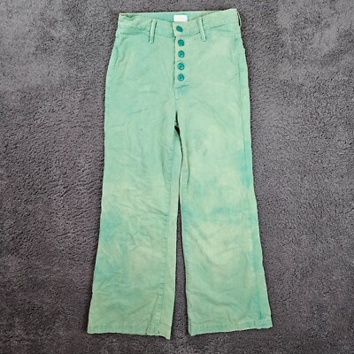 Mother The Pixie Swooner Roller Flood Pants Jeans Cadmum Green Women s Sz 26