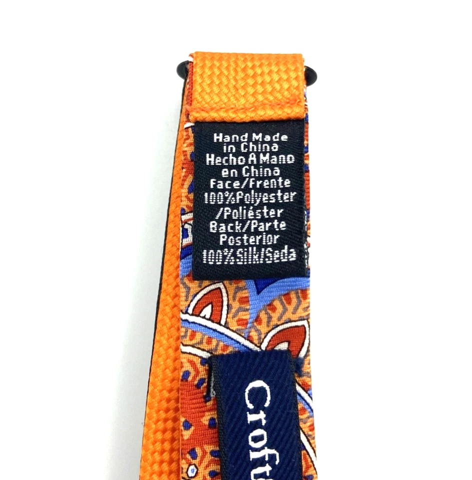Gravata borboleta masculina Croft & Barrow laranja azul paisley feita à mão colorida ajustável - Imagem 4 de 4