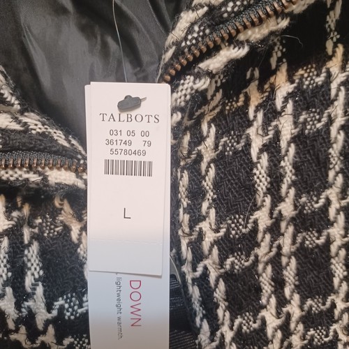 Talbots Vest Womens Large Black White Check Down Heavy Weight Outdoors - Picture 8 of 11