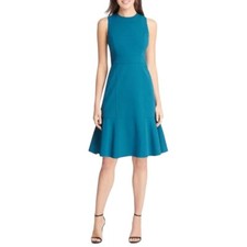 NWT Eliza J 14 Flounce Hem Scuba Sheath Dress Teal Professional Lawyer Office