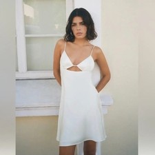 Zara White Satin Cut-Out Mini Dress Blogger Favorite Backless Strappy Slip XXL