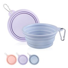 Collapsible Dog Bowls 2-Pack, Portable Travel 22 OZ Macaron Blue and Violet 