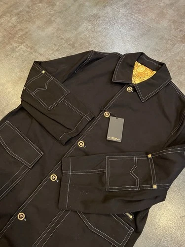 VERSACE ABBIGLIAMENTO Gabardine Single breasted Coat In Black Men Sz 54 $2825 image 10