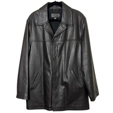 Vintage J.Crew Men  s Brown Leather Car Coat Lined Jacket Size Large