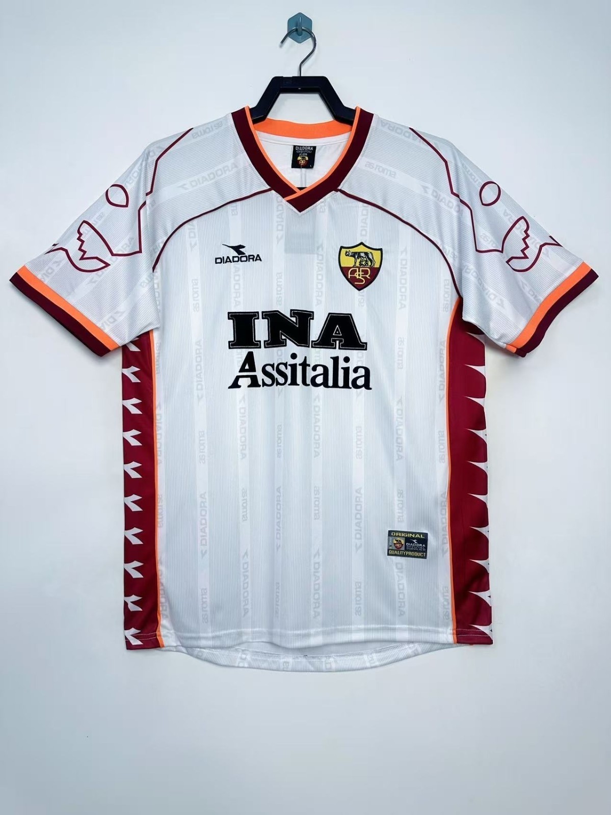 Maillot AS Roma Matchworn Extérieur 1999 Rare Pièce de Collection Kappa