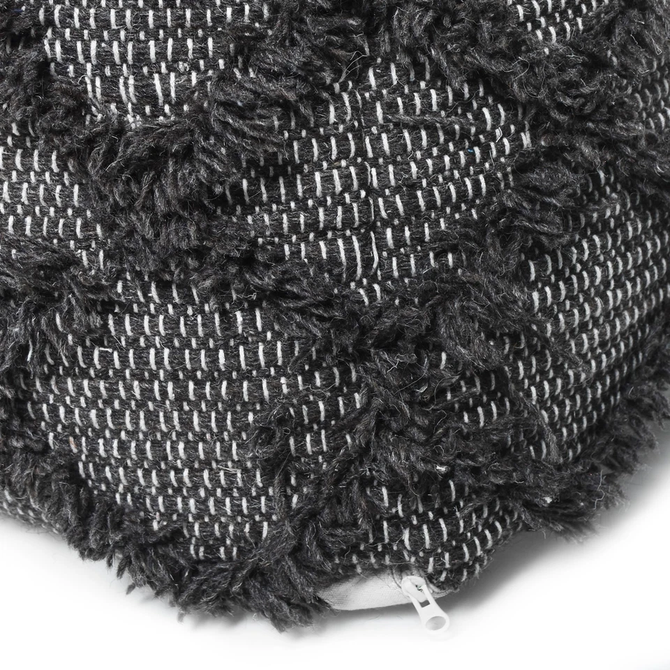 Pufe artesanal de lã e algodão Jumanji, cor marrom - Imagem 4 de 4