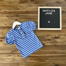 Matilda Jane Character Counts Charmer Knit Short Sleeve Blue Stripe Ruffle Top 4