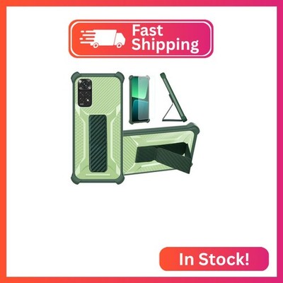 Aroepurt Case for Xiaomi Redmi Note 11 Phone Case Stand Cover [with Tempered Gla