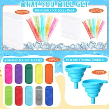 400 Piece Ice Mold Bags with Zip Seal Disposable Yogurt Tubes 2 Sizes with 2 ...