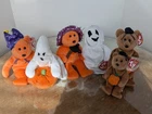 Vintage Ty Halloween Beanie Babies Lot Of 6 Ghoul Sheets Prunela Birthday Hocus