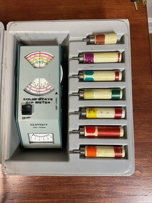 Vintage Heathkit Solid-State Dip Meter HD-1250 w Case 7 Coils 1.5-250 MHz Tested