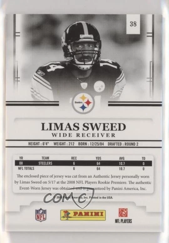2009 Playoff Prestige Rookie Review Materials Limas Sweed #38 - Image 2 of 2
