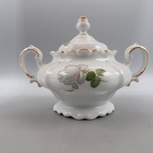 Johann Haviland Bavaria Germany White Rose Lidded Sugar Bowl Replacement