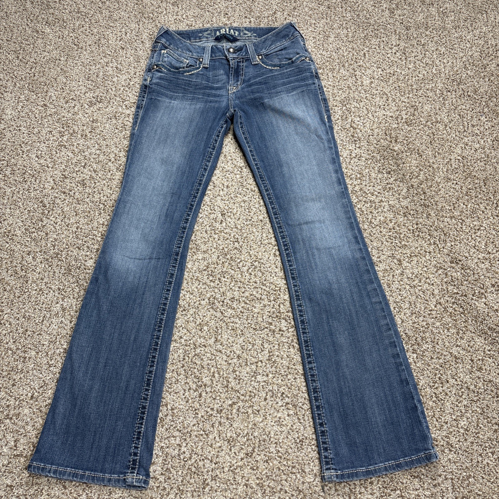 Ariat Turquoise Bootcut Jeans Women 28R Fits 27 X 32 Blue Denim Embellished