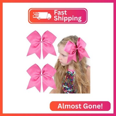 2PCS 8'' Jumbo Cheer Bow Clip with Tails, Oaoleer Large Cheerleading Hair Bows fo