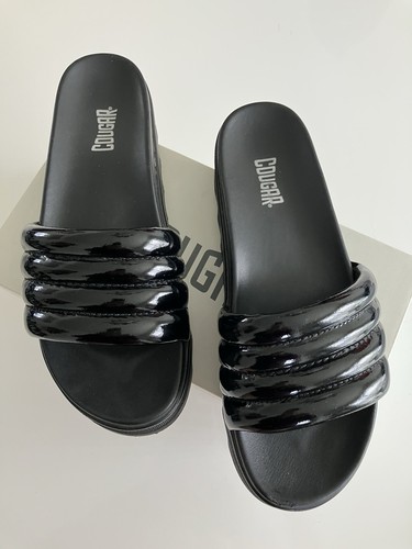 COUGAR PRATO Black Platform Flatform Slide Mule Slip On Lug Sole Sandal 11 EUC !