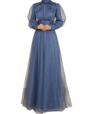 Tüllkleid Abendkleid mit Blumen Guipure-Details Abiye Abaya - RESTPOSTEN SALE