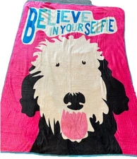 Dog BELIEVE IN YOUR SELFIE Plush Throw Blanket G Oliphant Art 59x60 NEW Inspire