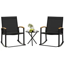 3 Piece Outdoor Bistro Set, Fabric Small Patio , Front Porch Rocker Chairs