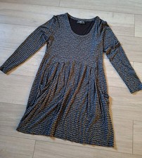 Capri Black Abstract Print Shift Dress Stretch Smart Casual Work Pockets UK10/12