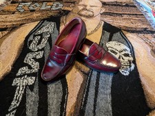 G.H. Bass Vintage Weejun Men s Penny Loafers Made In USA Burgundy 7.5 Read desc