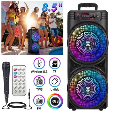 BLUETOOTH 5.3 LAUTSPRECHER LED SUBWOOFER BOOMBOX MUSIKBOX PARTY LED MIT MIKROFON