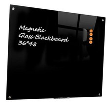 Glass Board Magnetic Dry Erase Board - Board 48 x 36 Inches 48"W x 36"H Black