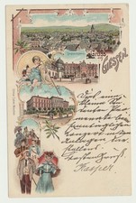 Litho greeting from Giessen arsenal barracks university fraternity studentika