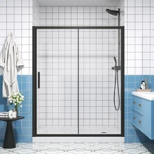 Single Sliding Shower Door 56-60" W x 72" H Semi-Frameless Shower Glass Panel
