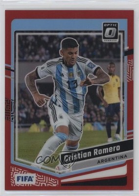 2023-24 Panini Donruss FIFA Optic Red Prizm 16/299 Cristian Romero #3 0h28