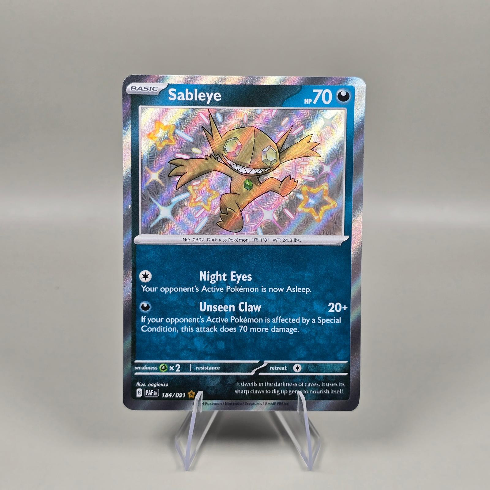Sableye 184/091 - Shiny Rare Paldean Fates Holo Pokemon - NM