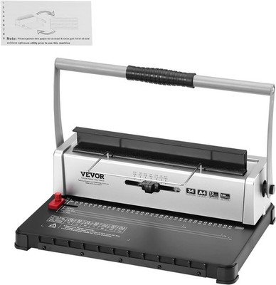VEVOR Coil Binding Machine, Manual Book Maker 34-Holes Silver+ Black 