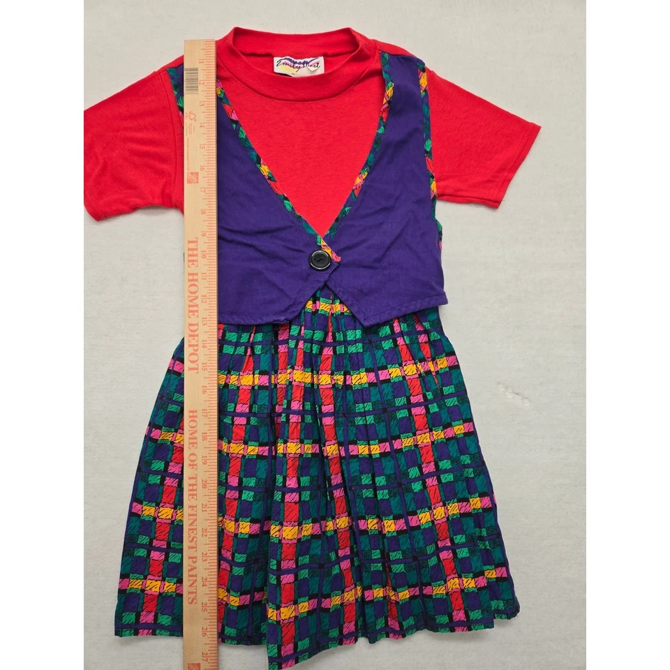 Vestido xadrez roxo vintage Emily West para meninas tamanho 10 infantil - Imagem 3 de 4