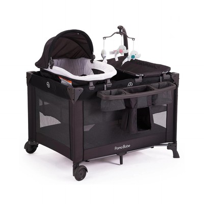 Pamo Babe Unisex Nursery Center Playard with Bassinet & Changing Table Grey